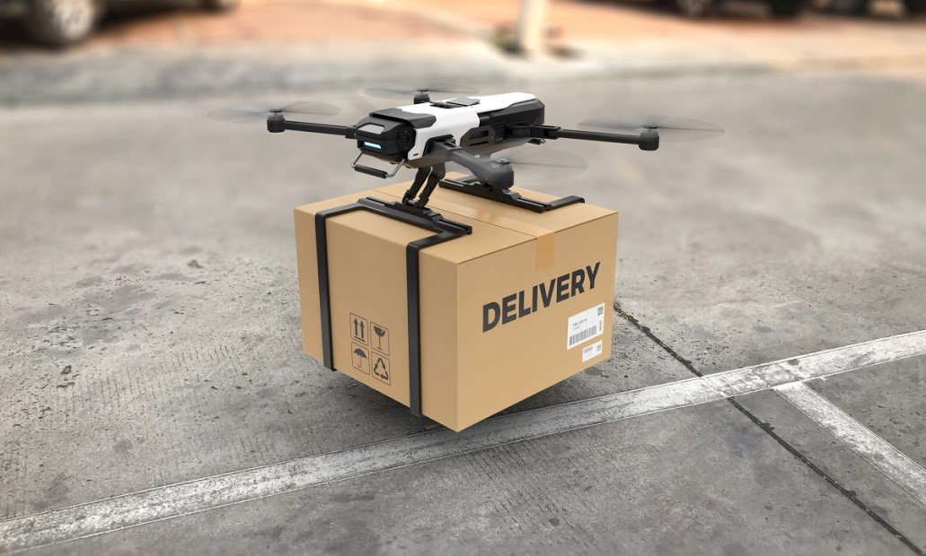 Drone flying with box